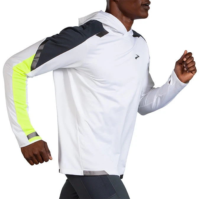 Brooks Men's Run Visible Thermal Hoodie - White/Asphalt/Nightlife (211411134) 5 Brooks Men's Run Visible Thermal Hoodie - White/Asphalt/Nightlife (211411134) - Image 3