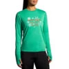 Brooks Women's Run Merry Distance Long Sleeve - Green/Run Merry (221563377) -Run Gear Shop 221563 377 MF Run Merry Distance Graphic LS